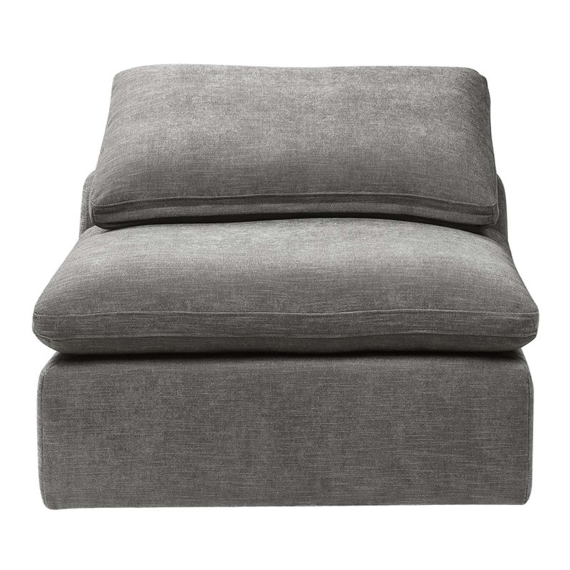 Canapé modulaire en lin avec repose-pieds Naveen, Gris
