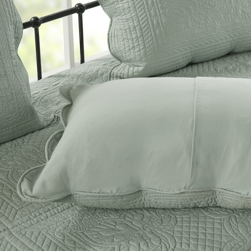 Seafoam Reversible Microfiber Daybed Cover Set with Scalloped Edges