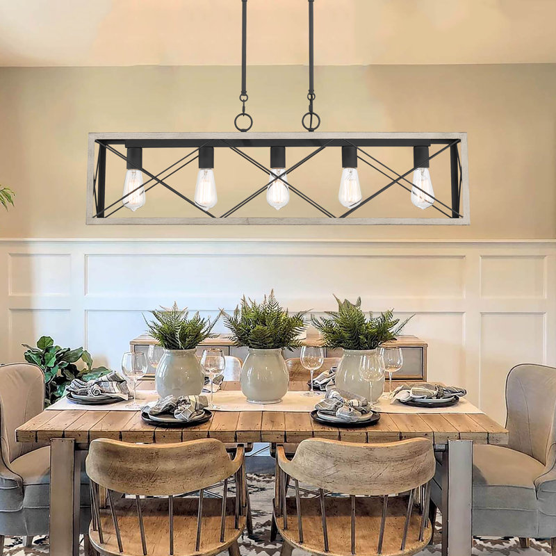 Garneta 5 - Light Kitchen Island Pendant, Aged Zinc, Driftwood