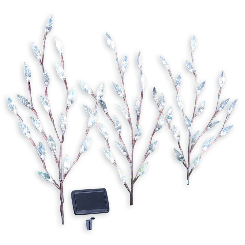 Branche de feuille avec éclairage à piles et branches, Blanc