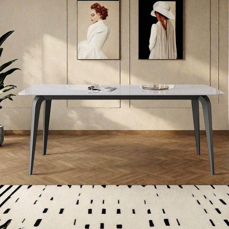 Table Rock moderne minimaliste avec structure en acier, H 29,5 po x L 70,9 po x l 35,4 po 