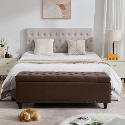 Espana 51'' Upholstered Tufted Storage Ottoman