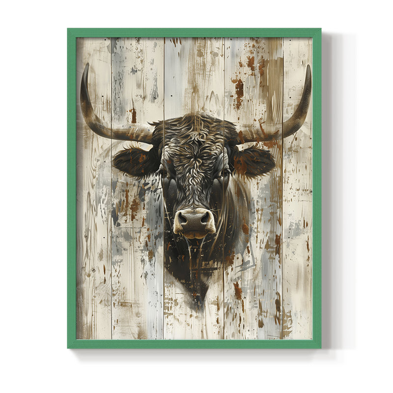 ANIMALS Series DVIII, reproduction encadrée - bois massif, Vert, H 30 po x l 24 po