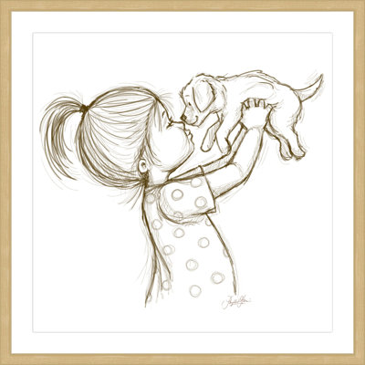 «Girl Loves Puppy», reproduction encadrée