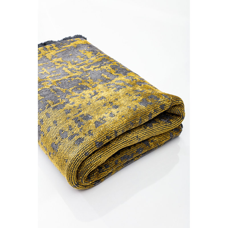 Rapture Gray/Yellow Abstract Luxury Area Rug, Rectangle 7'10" x 9'10"