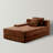 Oversized Modular Flannel Double Chaise Lounge Chair with 4 Pillows, Pure Foam Filled, No Assembly Required, Brown-118698502