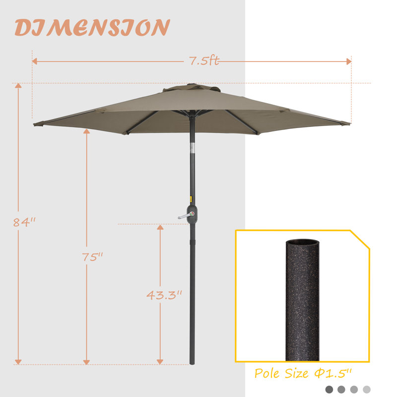 Parasol de marché 7,5 pi Blaise, Beige foncé