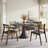 Dark Brown Thick Walnut Tone Solid Wood Dining Table With Removable Stone Lazy Susan-2061457647