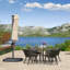 Parasol extérieur en porte-à-faux beige 10 pi avec base et housse-379066993