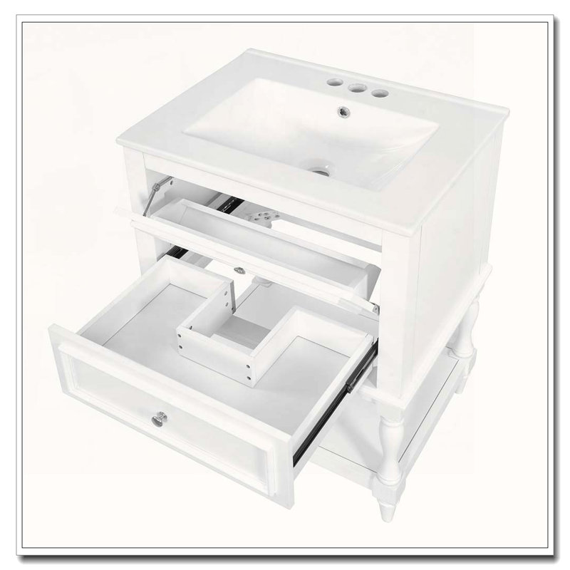 Meuble-lavabo 24 po avec lavabo en céramique, Blanc