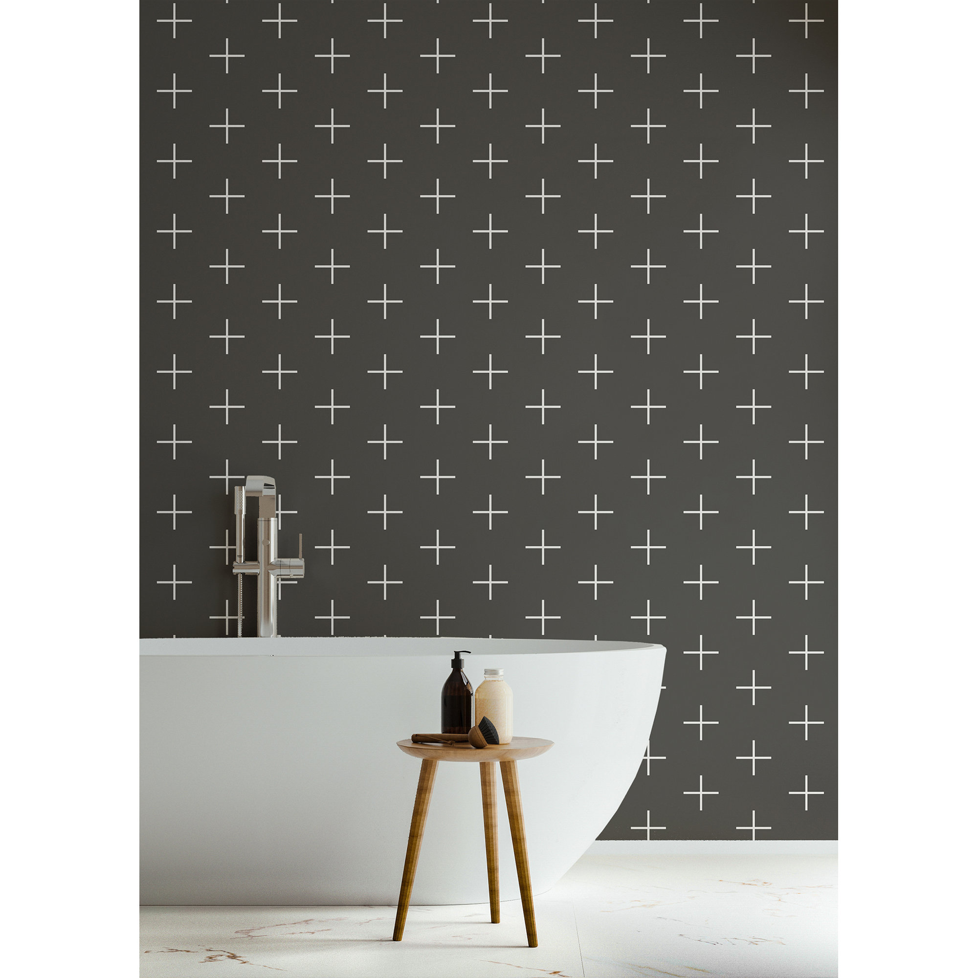 Addition Large Peel & Stick Wallpaper Roll, Non-pasted, White/Black