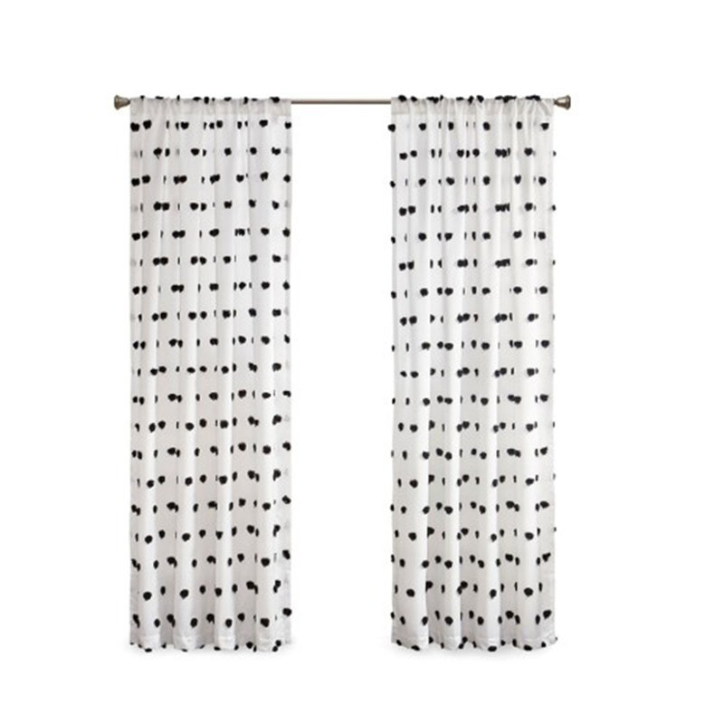 Single Pom Pom Embellished Curtain Panel, 50" W x 63" L
