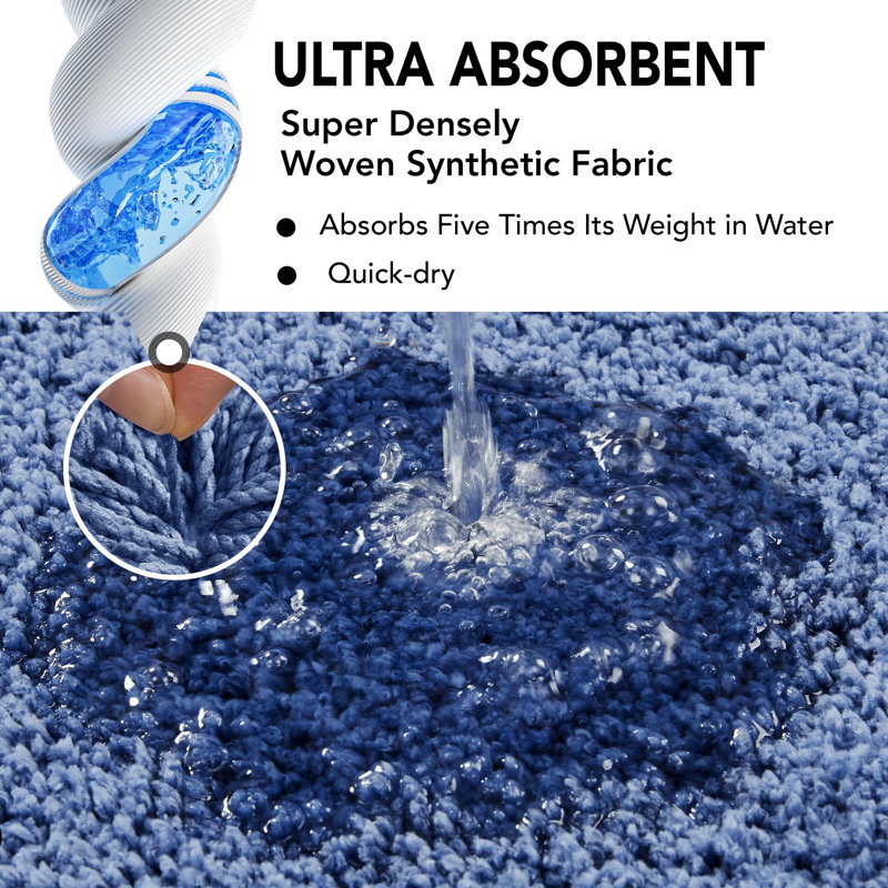 Toilet Rugs U Shaped, Extra Soft Plush Non Slip Washable Thick Contour Bath Rugs, 20 x 24, Blue