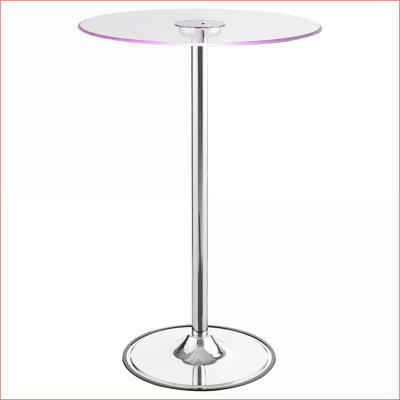 Table basse Indra à dessus en verre chromé à DEL - style bistro contemporain avec lumière chaude à intensité variable et amp; Facile à nettoyer