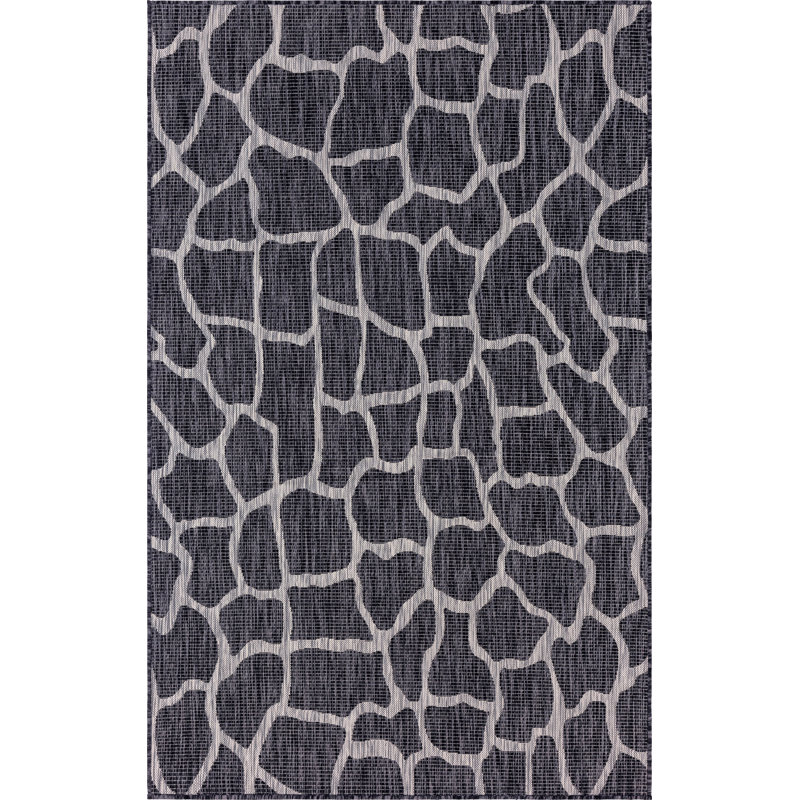Tapis d'intérieur / extérieur brun / gris Munn, Rectangle 5 pi 1 po x 8 pi