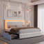 Structure de lit tapissier avec lumières DEL Rhythm Sync, tête de lit capitonnée à losange réglable, 4 tiroirs de rangement, aucun sommier nécessaire, velours crème-117445013-117445016