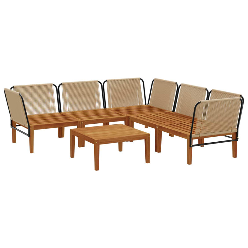 Garden Lounge Set Solid Acacia Wood & Rope Sofa Outdoor Furniture Patio