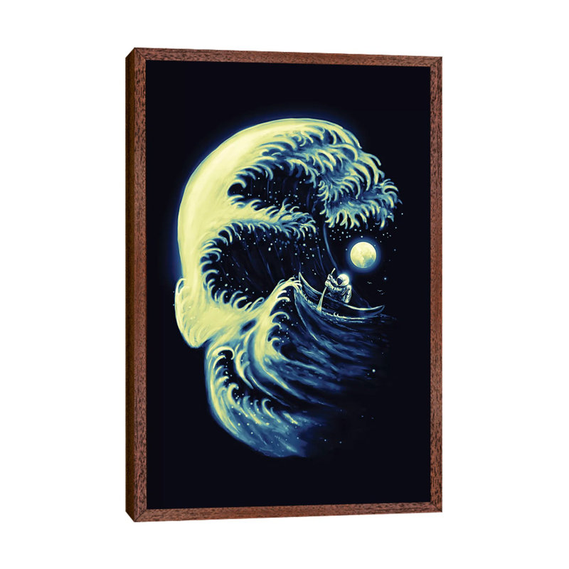 Death Wave 1 Piece Wall Art on Canvas, 66.04cm H x 45.72cm W x 3.81cm D, Classic Brown Wood Framed