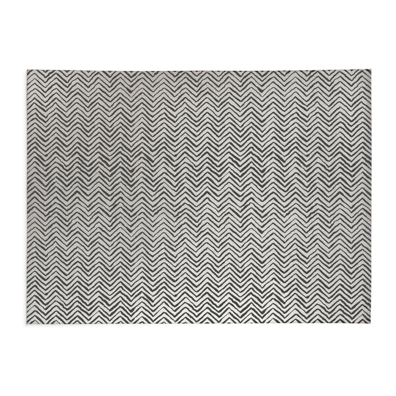 Chevron Snug Activity Mat, Rectangle 5' x 7', Ivory/Charcoal