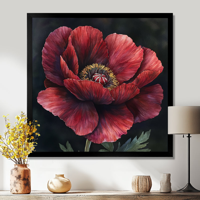 Bourgogne, pivoine dans la couche de grâce III - coquelicots, art mural sur toile, Reproduction encadrée d'une seule photo