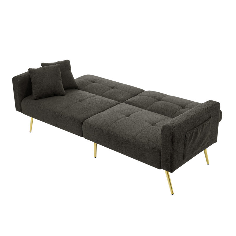 176cm Upholstered Convertible Sofa, Dark Grey