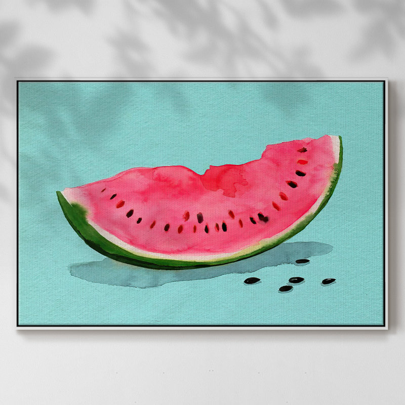 Summer Watermelon II, peinture sur toile encadrée, H 17 po x l 25 po x P 2 po, Cadre blanc
