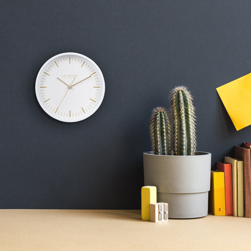 Etta 6-Inch White Metal Silent Quartz Wall/Table Clock