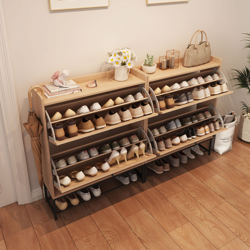 Flip Down Shoe Storage, 39.37"H x 31.5"W x 9.25"D, Natural Wood