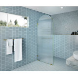 Maven 34 in. x 86.75 in. Fully Frameless Arched Fluted Single Fixed Shower Panel