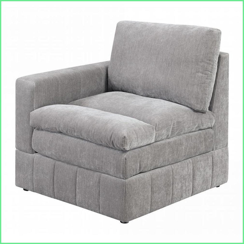 Fauteuil modulaire en granite imitation daim pour le salon - Coussins moelleux à trois couches, style contemporain | Gris | Suède | Dossier rembourré