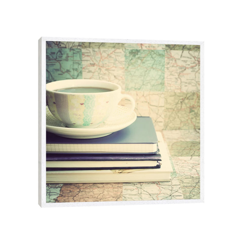 Lets Plan A Trip by Caroline Mint - Print on Canvas, White Framed, 45.72 cm H x 45.72 cm W