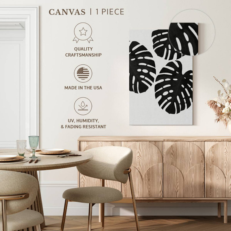 Feuille de Monstera III BW, H 24 po x l 16 po