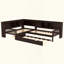 Lit plateforme en L avec lit gigogne, lit plateforme en bois massif avec tiroirs et tablettes de rangement, pas de sommier nécessaire-960923678