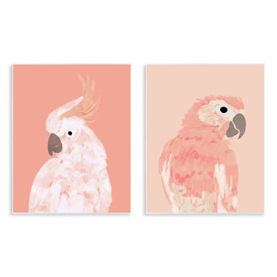 «Peach Cockatoo Parrot Profile», ensemble de 2 plaques murales par Chen Alyesh