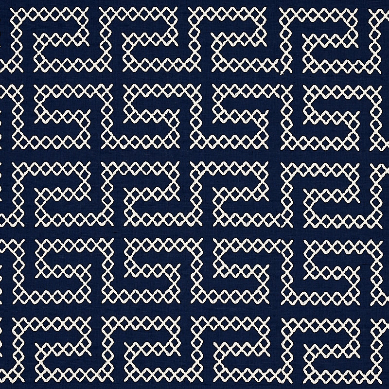 Tissu de broderie A Maze, Bleu marine