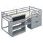 Lit mezzanine simple gris avec bureau roulant - Étagère et tiroir-1627903746