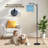Arc Floor Lamp Pink Floral Plaid Decorative Paper Bows Labels Floor Lamps with Remote LED Lights Adjustable Lamp Shades Tall Standing Lamps for Reading Office Living Room