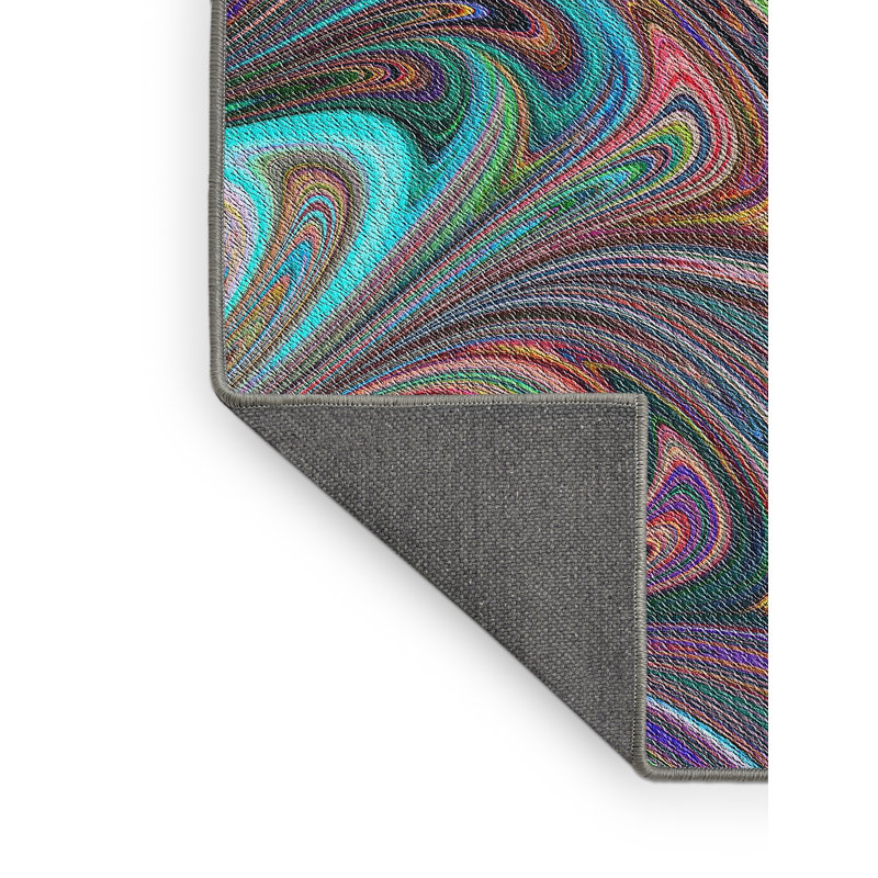Tapis abstrait mauve / vert / bleu, Rectangle 8 pi x 10 pi