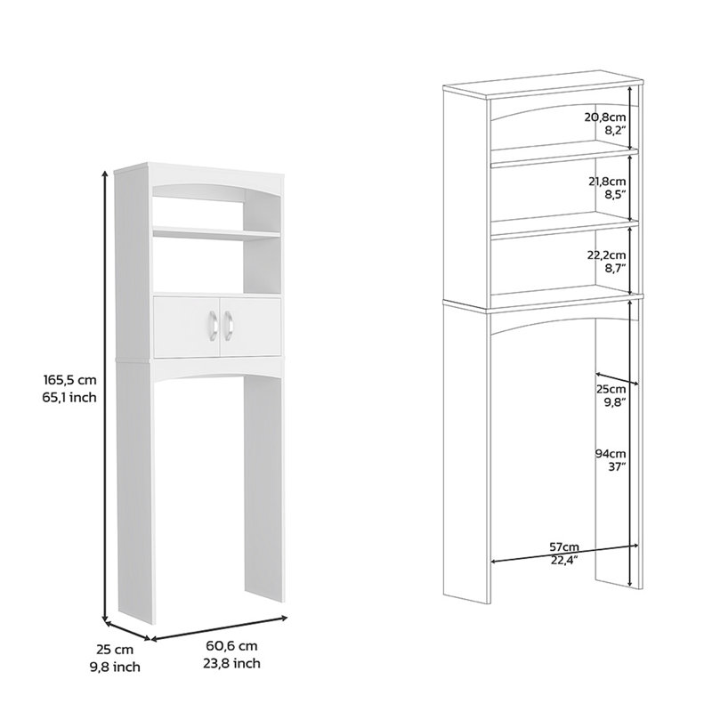 Armoire au-dessus de la toilette avec trois tablettes Gillianna