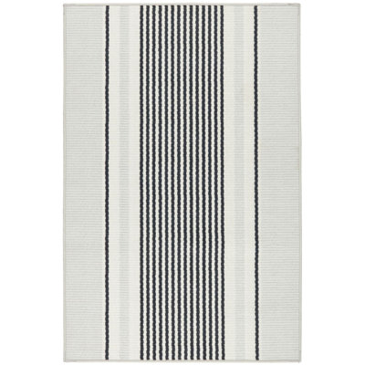 Gunner Stripe Grey Machine Washable Rug