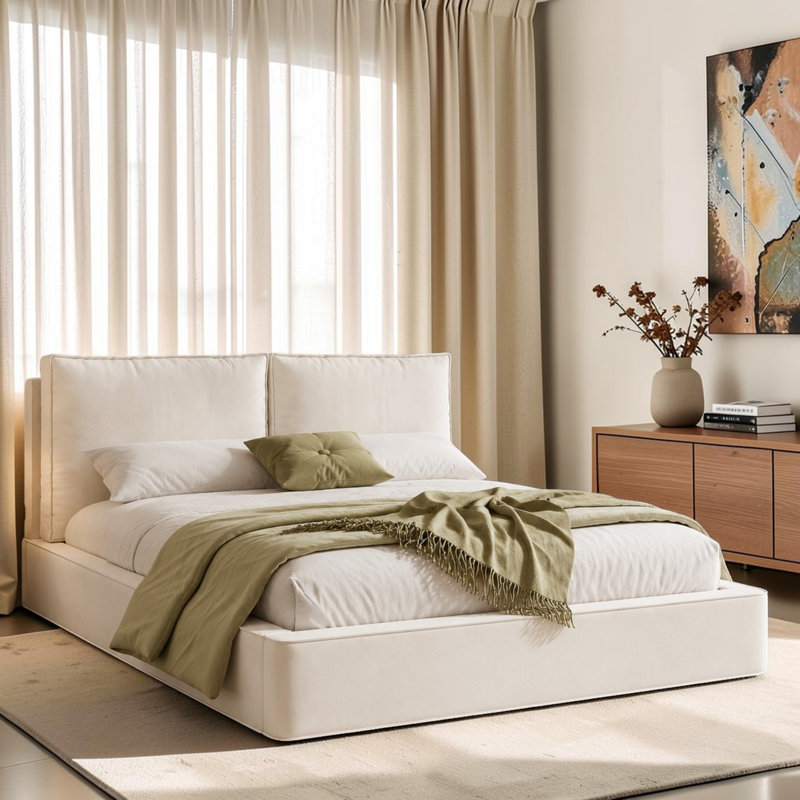 Ottoman Storage Bed Frame Hydraulic Lift-Up Storage Upholstered Bed, Double (4'6)
