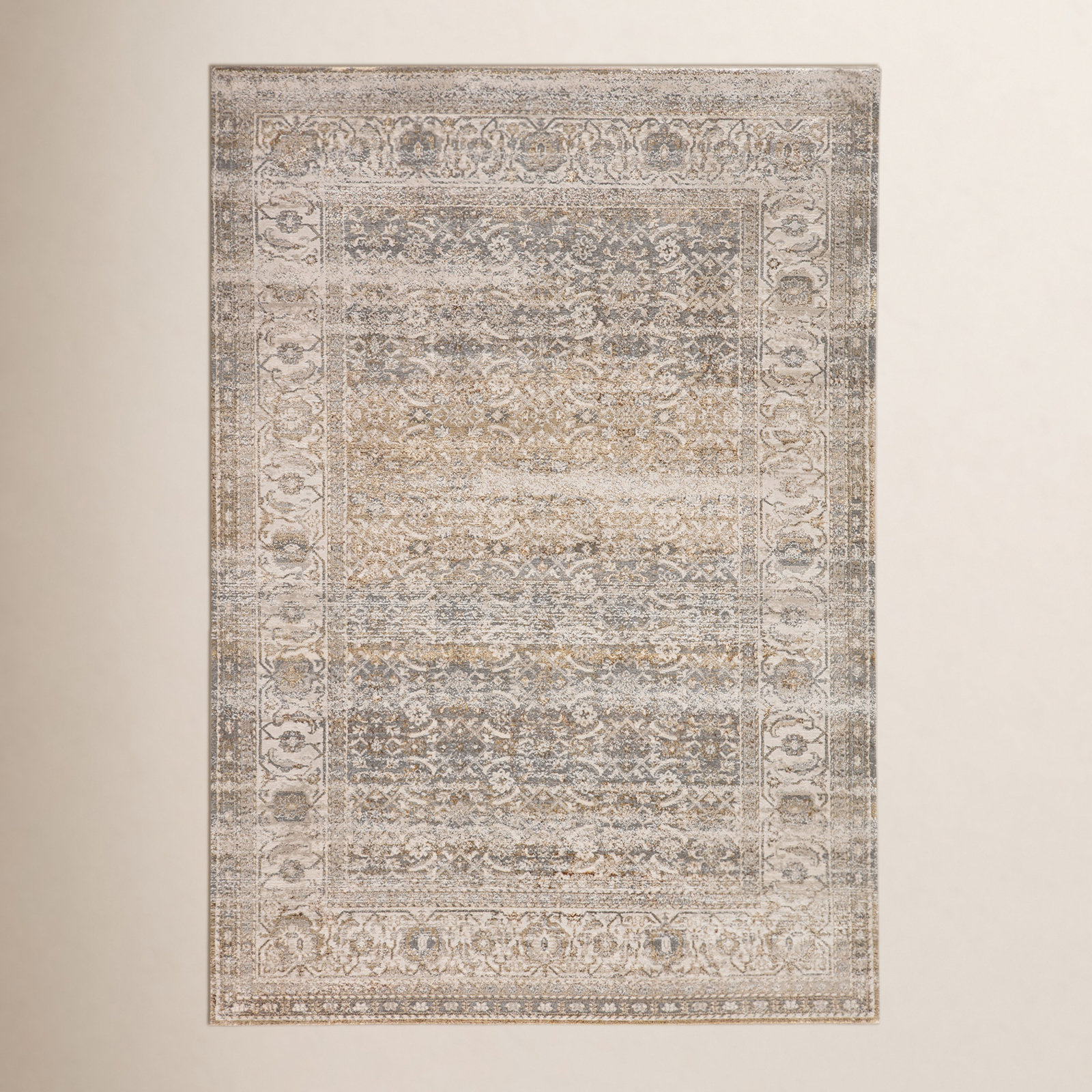 Lynnette Gray Beige Oriental Rug, Rectangle 5' x 7'6"