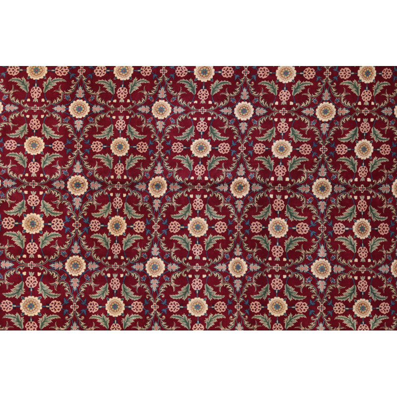 Oriental Hand-Knotted Wool Burgundy/Beige/Ocean Area Rug