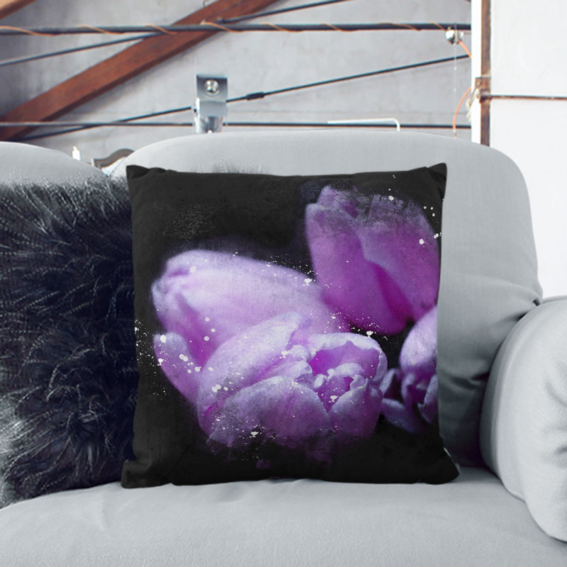 Four Tulips Paint Splash Cushion with Filling, 40cm H x 40cm W x 15cm D