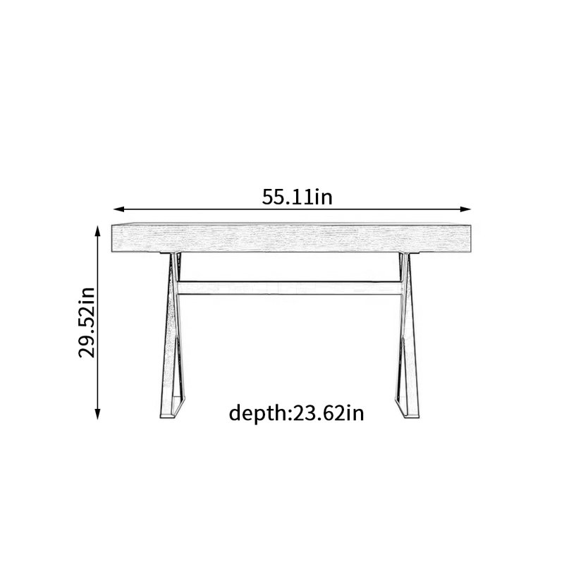 Italian Simple Design Rectangular Computer Desk, 29.52" H x 55.11" W x 23.62" D