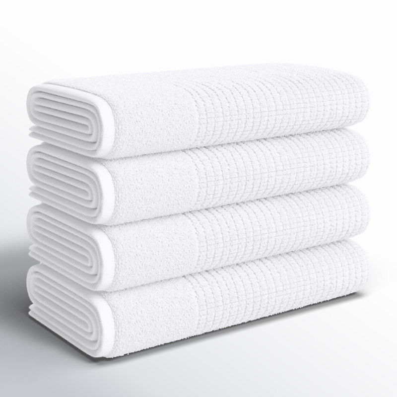 Earline 4 Piece Turkish Cotton Bath Towel Set, White
