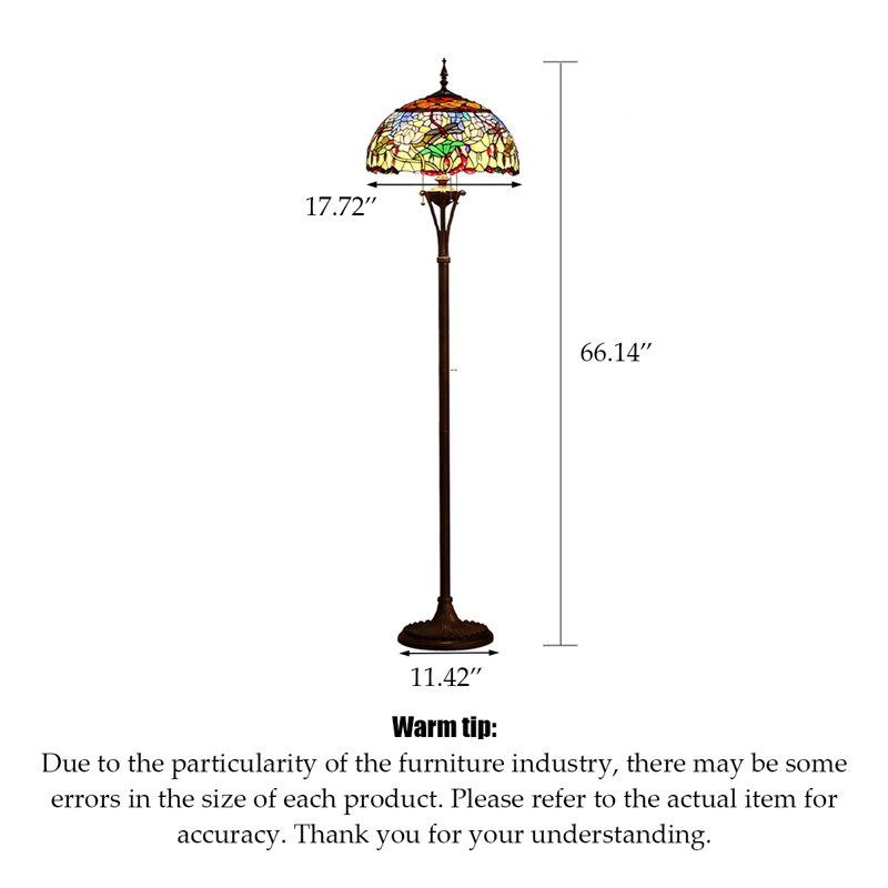 Vintage-Style Glass, Wrought Iron & Resin Floor Lamp