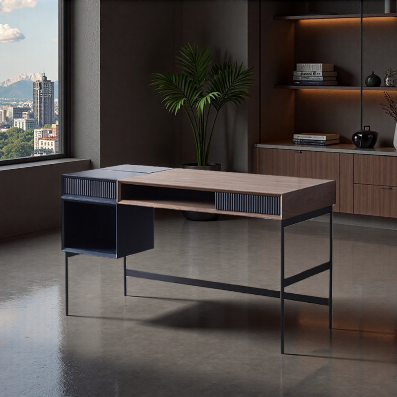 Bureau d'écriture avec rangement, Retour à gauche, H 29,52 po x l 55,11 po x P 25,59 po