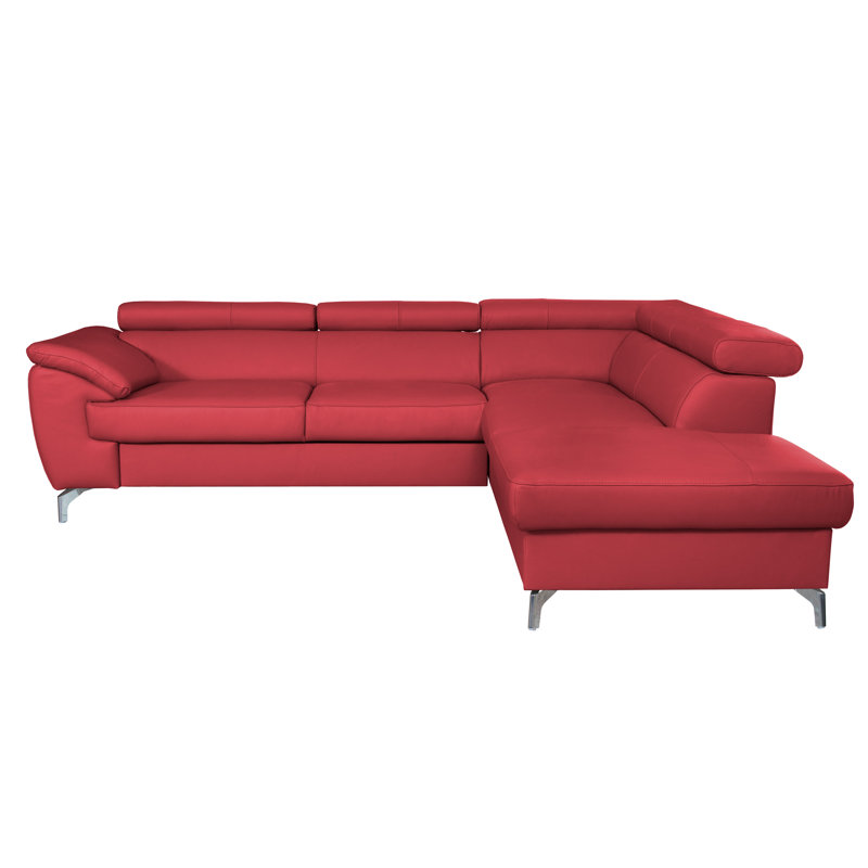 Brookhurst Leather Corner Sofabed, Right Hand Facing, Red