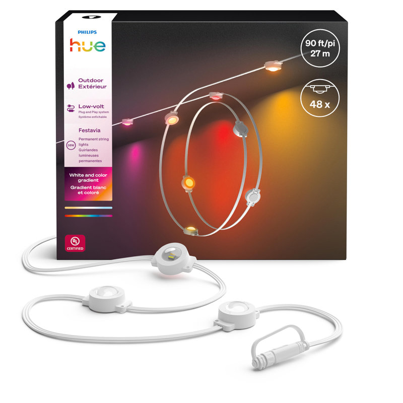 Luminaire permanent Festavia 90 pi / 48 lumières (blanc), Blanc